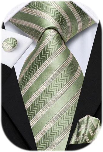 Miniatura 272 de Hi-Tie Corbatas de seda para hombre, diseño de cachemira a rayas, con bolsillo, gemelos cuadrados, conjunto formal de negocios