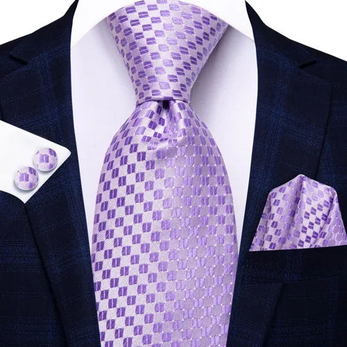Miniatura 204 de Hi-Tie Corbatas de seda para hombre, diseño de cachemira a rayas, con bolsillo, gemelos cuadrados, conjunto formal de negocios