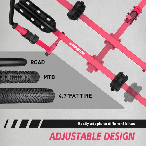 Miniatura 8 de Soporte para bicicleta eléctrica para 2 bicicletas, soporte para bicicletas de montaje en enganche de alta resistencia de 200 libras, sin marco