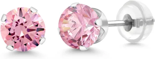 Miniatura 211 de Gem Stone King Aretes solitarios con piedra natal de oro de 14 quilates Redondos de 0.236 in Aretes de oro para mujeres y hombres