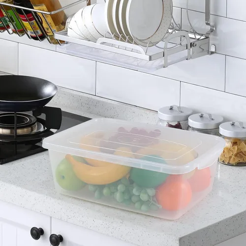 Miniatura 7 de Readsky Contenedores de almacenamiento de plástico de 14 cuartos con tapas, caja de cierre transparente, paquete de 4