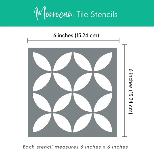Miniatura 3 de Paquete de 4 plantillas de azulejos (6 x 6 pulgadas), patrón marroquí, plantillas reutilizables para pintar suelos/paredes/muebles, se adapta a