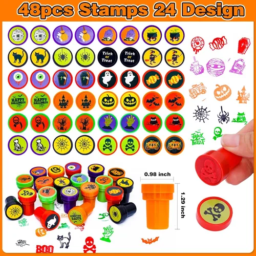 Miniatura 2 de MGparty Paquete de 288 regalos de fiesta de Halloween, juguetes a granel para niños, sellos de tatuajes, pulseras de goma, pulseras de goma