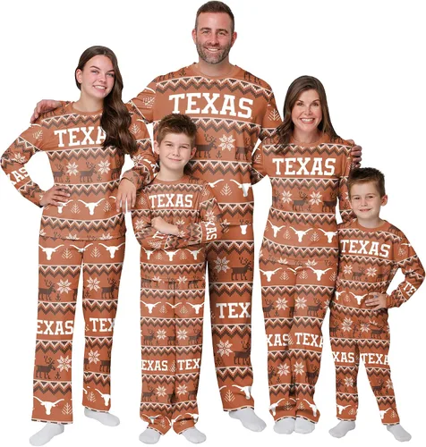 Miniatura 8 de FOCO NCAA para mujeres - Conjunto de pijamas familiares navideños a juego con patrón feo del equipo universitario de la NCAA Patrón feo navideño