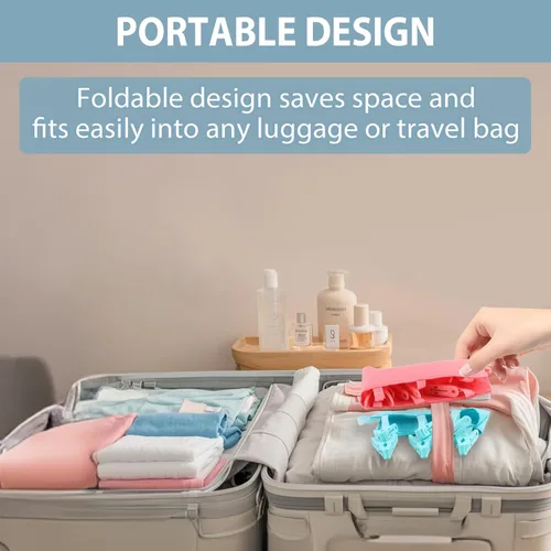 Miniatura 3 de TamBee Clips portátiles para colgar ropa de viaje, colgador de ropa de viaje, percha de secado de toallas, colgador de ropa plegable portátil