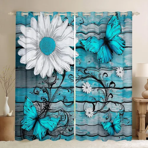 Miniatura 28 de Erosebridal - Paneles de cortina con notas musicales retro rotantes para ventana, cortinas estilo grunge de música rock para niños y adultos