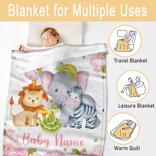 Miniatura 2 de Regalo personalizado para niños/niños, mantas personalizadas de animales para sofá, cama, dormitorio, sala de estar, manta ligera