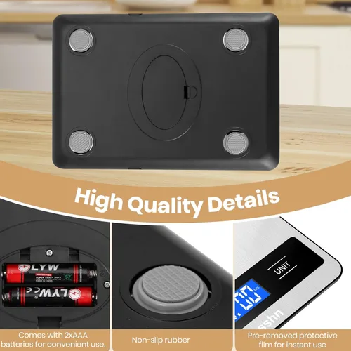 Miniatura 10 de Báscula de alimentos, báscula de cocina de 11 libras con precisión de 0.05 oz/1 g, 6 unidades de función de tara y pantalla LCD, báscula digital