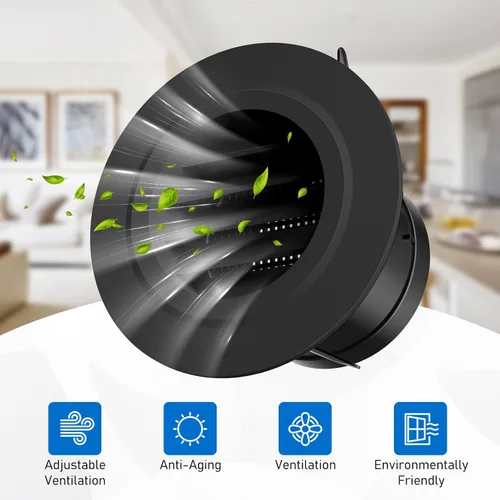 Miniatura 4 de Hon&Guan Respiradero de Escape de Alero de 3 pulgadas, Cubierta de Ventilación de Aire Redonda de 3'' con Malla Antimoscas Incorporada para Baño