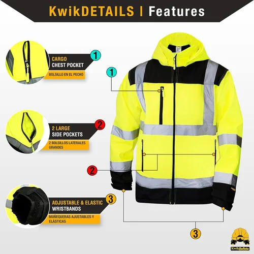 Miniatura 4 de KwikSafety - Charlotte, NC - Chaqueta de seguridad Softshell AGENT & GALAXY [Diseño Base y Edición Limitada] Clase 3 ANSI Testada OSHA Agente