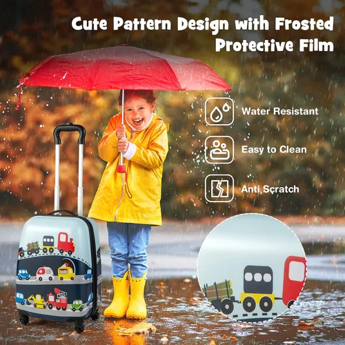 Miniatura 2 de Goplus Equipaje para niños, 2 piezas, 12 y 16 pulgadas, juego de equipaje de mano para niños con 4 ruedas giratorias, maleta ligera con ruedas