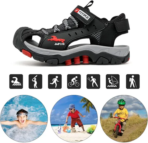 Miniatura 7 de JMFCHI FASHION Sandalias deportivas para niños, sandalias para exteriores, senderismo, atléticas, puntera cerrada, sandalias de playa para niñas