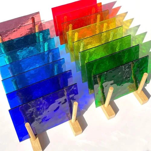 LITMIND Paquete variado de 16 hojas de vitrales de textura transparente, 6 x 4 pulgadas para atrapasoles, mosaicos y manualidades de bricolaje