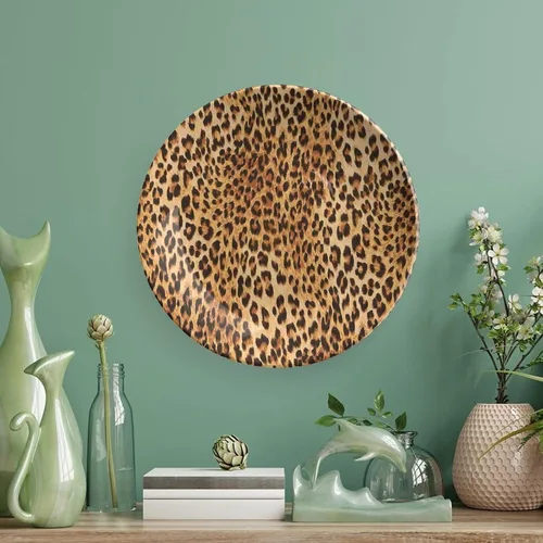 Miniatura 5 de XISUNYA Plato decorativo de 6 pulgadas, placa de cerámica con estampado de animales, diseño de piel de leopardo de animales salvajes, placa