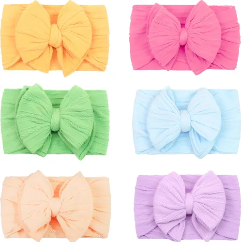 Miniatura 15 de CÉLLOT 6 piezas de diademas con moño para bebé, diademas de nylon, accesorios para el pelo con moño para bebé niña, esenciales para recién nacidos