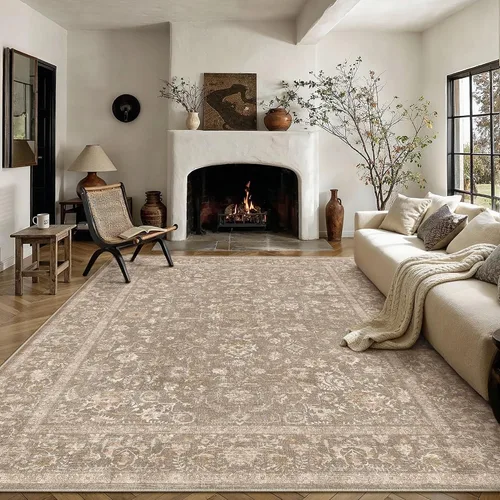 Miniatura 61 de PureCozy Alfombra de área beige de 2 x 3 pulgadas, lavable, vintage, pequeña, para entrada, cocina, suave, retro, floral, de pelo bajo, tapete