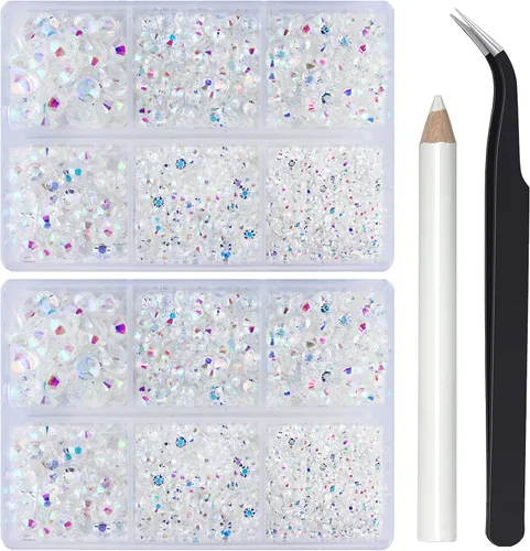 Miniatura 42 de Briskbloom 10000 piezas de diamantes de imitación con parte posterior plana para manualidades, zapatos, ropa, kit de circonita azul/circonita azul