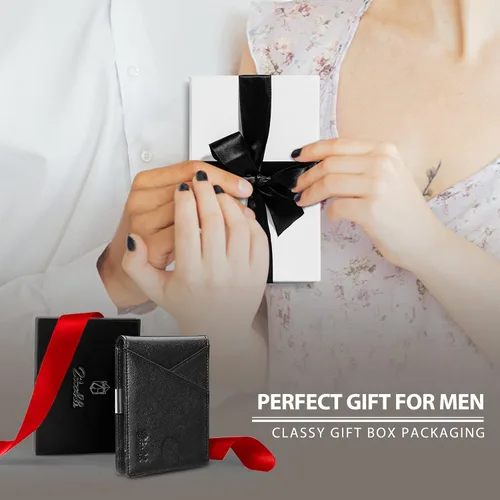 Miniatura 108 de Zitahli - Billeteras delgadas RFID para hombres, billetera de cuero flexible con clip de dinero, cartera minimalista con bolsillo frontal