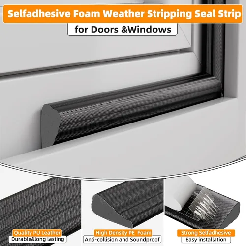 Miniatura 4 de 1 paquete*9.8 pies de cinta adhesiva en forma de cuña de espuma para sellado de ventanas y puertas, relleno para la abertura del marco exterior