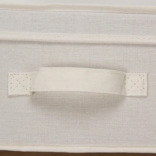 Miniatura 5 de Household Essentials 111 Caja de almacenamiento con tapa y asa, lona beige natural, tamaño mediano, ribete natural