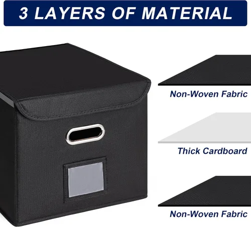 Miniatura 6 de Cajón Organizador de Archivos CADONO con Tapa, Organizador de Carpetas de Archivos Plegable con Deslizador de Plástico, Caja de Carpetas de Archivos