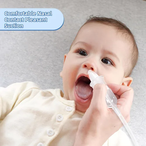 Miniatura 3 de Aspirador nasal para bebé, potente bomba de mano para la nariz del bebé, aspirador nasal para bebé con punta de nariz de silicona suave para un