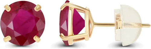 Miniatura 2 de Aretes de tuerca de oro macizo de 10 quilates de 0.157 in con piedra natal genuina