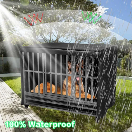 Miniatura 4 de Funda resistente para jaula de perro de 42 pulgadas, tela Oxford 600D, resistente al sonido, impermeable, apta para jaulas de perro con ventana