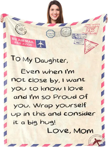UFOORO Manta de regalo para hija, manta de parte de mi hija, manta de parte de mamá, regalo reflexivo del día de la madre, cumpleaños o graduación,