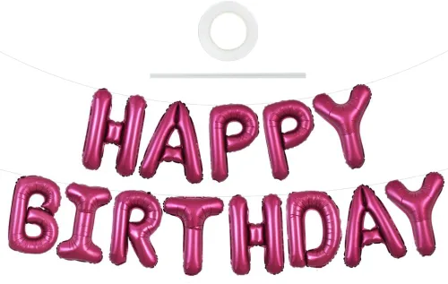 Miniatura 67 de TONIFUL Pancarta de Globos Negros de Feliz Cumpleaños de 16 Pulgadas con Letras de Papel de Aluminio Mylar, Cartel Banderín Reutilizable