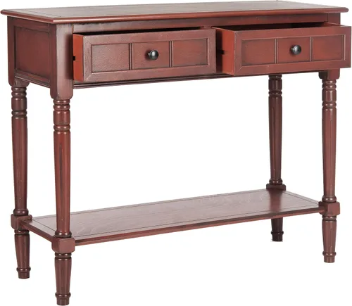 Miniatura 12 de SAFAVIEH Muebles Samantha - Mesa consola de 2 cajones - Camel - Madera maciza - Diseño clásico de almacenamiento - Ideal para entrada, sala