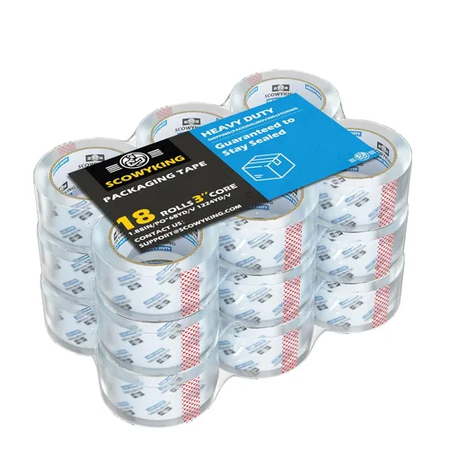 18 Rollos de Cinta de Embalaje Transparente, 4,7 cm x 62 m, 0,07 mm de Grosor - Cinta de Envío Resistente para Mudanzas, Sellado de Cajas, Embalaje