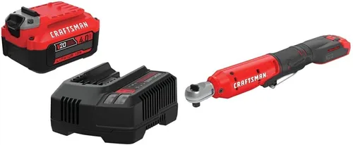 CRAFTSMAN Batería V20, kit de herramientas eléctricas, cargador incluido, 4.0-Ah (CMCB204-CK) CMCF930B V20* Trinquete inalámbrico de 3/8 pulgadas