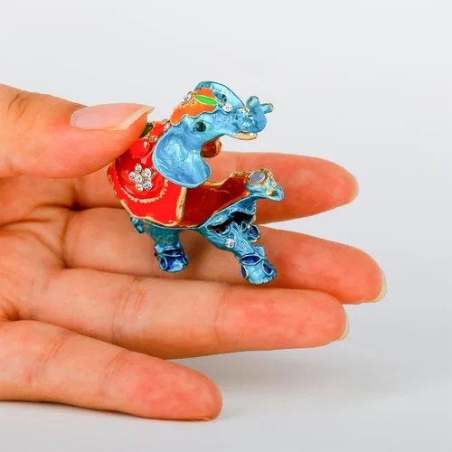 Miniatura 4 de Mini estatuilla de elefante azul caja de joyería con bisagras para niñas o mujeres