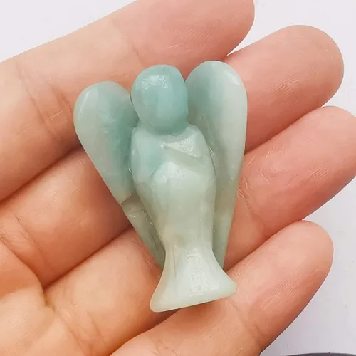 Miniatura 18 de Estatua de ángel guardián de oración de cristal curativo de jade verde natural, 1.5 pulgadas, tallado en bolsillo, figuras de piedra de palma