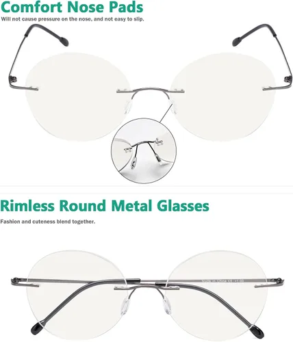 Miniatura 6 de Eyekepper Gafas progresivas sin marco, multienfoque, lectores con filtro de luz azul, redondas, retro, lentes de lectura para hombres y mujeres