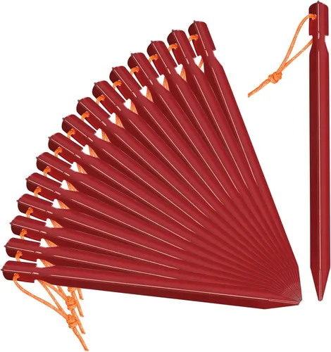 Miniatura 8 de Grassman Paquete de 16 estacas para tienda de campaña, estacas de aluminio 7075, clavijas de tierra ligeras y resistentes, estacas de metal Naranja