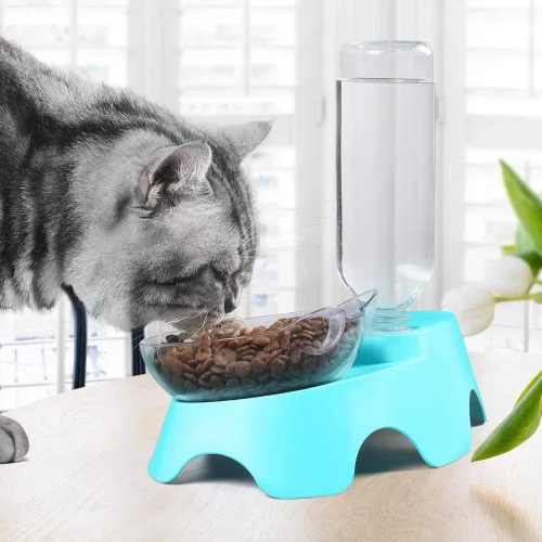 Miniatura 7 de MILIFUN Cuencos dobles para perros y gatos, juego de cuencos de agua y comida para mascotas, juego de cuencos inclinados de 15° para agua