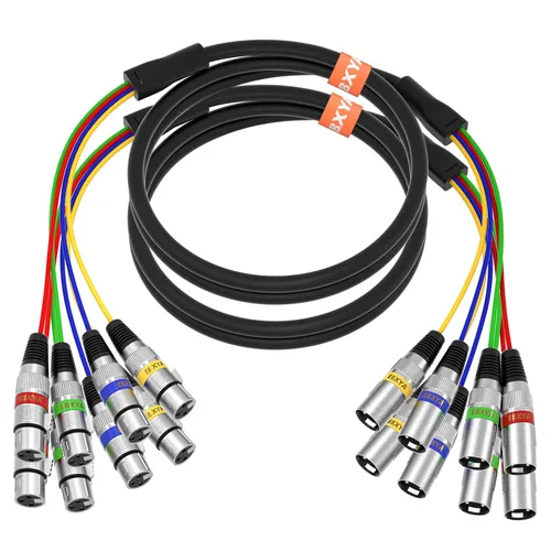 Miniatura 9 de EBXYA Cables XLR Snake de 4 canales, 4 cables XLR de color macho a hembra, para grabación en vivo, estudios, 3 pies