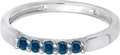 Miniatura 145 de Dazzlingrock Collection Anillo de boda redondo de 5 piedras preciosas o diamantes para mujer en oro macizo de 10 K/14 K/18 K