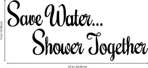 Miniatura 3 de Calcomanía de vinilo para pared, ahorra ducha de agua juntos, 11 x 25 pulgadas, moderna, elegante, ingeniosa, humor para adultos, decoración