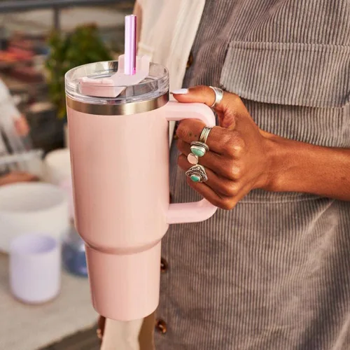 Miniatura 8 de ALINK Sorbetes reutilizables de glitter rosa para vaso Stanley de 40 oz y 30 oz, sorbetes de plástico duro de 12 pulgadas para vaso Stanley, Owala
