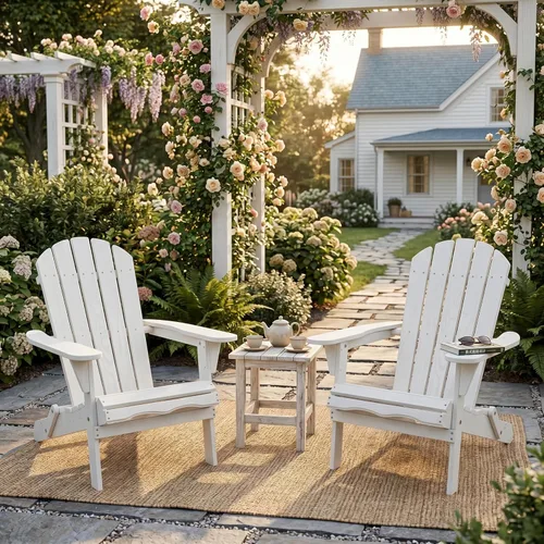 Miniatura 3 de Juego de 2 sillas Adirondack plegables de madera, sillas de madera para jardín al aire libre, silla de patio de madera de cedro maciza para jardín