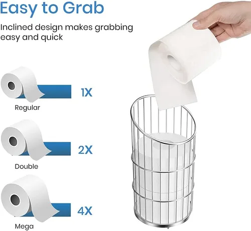 Miniatura 4 de Soporte de papel higiénico con almacenamiento de papel higiénico para baño, organizador de reserva de rollo de papel higiénico, dispensador A-negro
