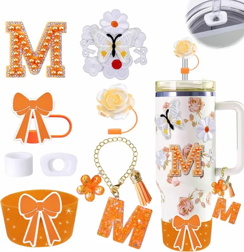 Miniatura 30 de 15 piezas de set de accesorios para vaso Stanley Cup 30oz 40oz con asa, incluye cubierta de pajita de silicona y bota, encanto de asa, encantos