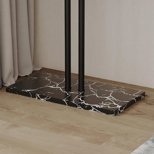 Miniatura 5 de HKaikzo Perchero de doble polo independiente, moderno perchero de metal con 5 ganchos y base de mármol natural, para dormitorio, oficina, pasillo
