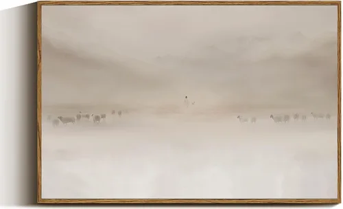 Miniatura 55 de VIYYIEA Arte de Pared en Lienzo Enmarcado Decoración del Hogar, Decoración de Granja Valles Ondulantes bajo Cielos Despejados Pintura de Pared