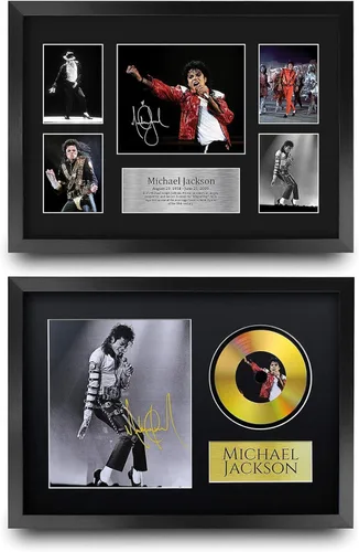 HWC Trading Colección Michael Jackson 16 x 12 pulgadas Regalos Imagen impresa autografiada para fanáticos de recuerdos de música - 16" x 12" con