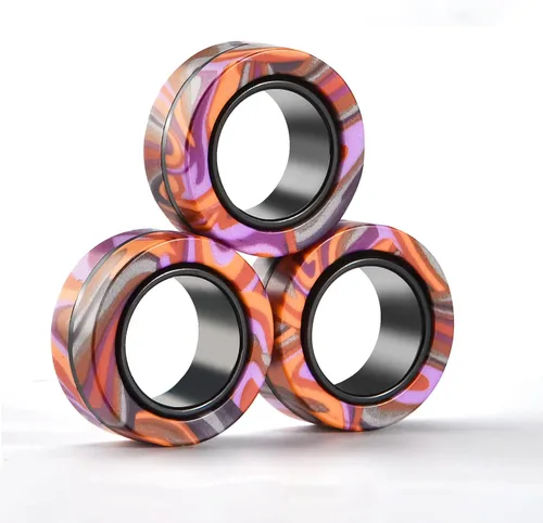 Miniatura 10 de 9 unidades de juguetes magnéticos con anillos fidget para adultos, paquete de juguetes fidget para el TDAH, juguetes antiestrés, anillos fidget
