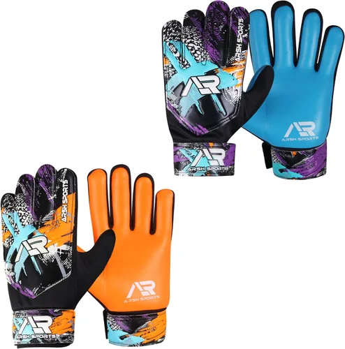 Miniatura 7 de Arsh - Paquete de 2 guantes de portero de fútbol, guantes de portero de fútbol para niños, jóvenes, niños, muñecas dobles Amarillo\Negro azabache